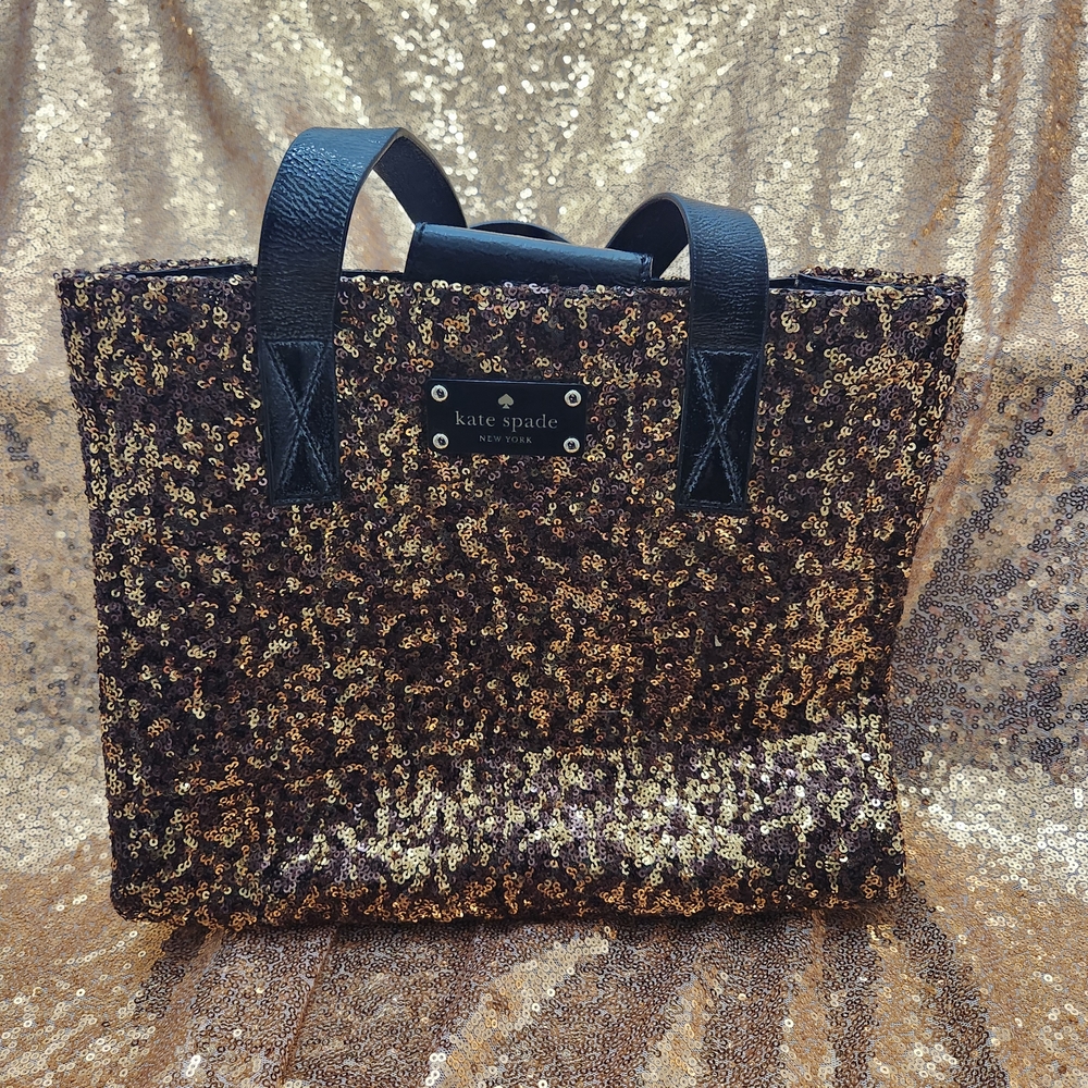 Kate Spade Gold Sequin Embellished Tote Bag
